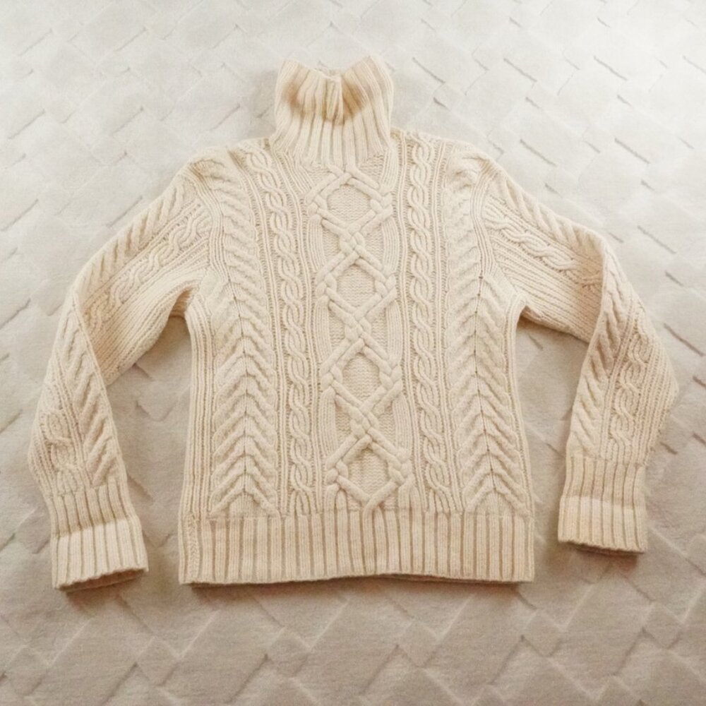 Polo Ralph Lauren Hand Knit Sweater Womens Small White 100% Lambswool